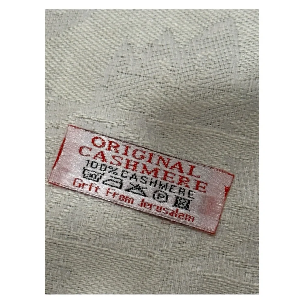 Original Cashmere Scarf from Jerusalem 68” x 27” Cream Colored NWT
